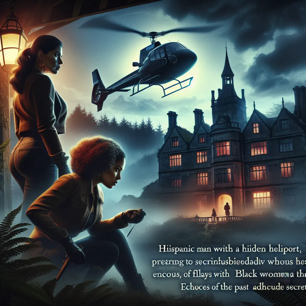 A mysterious scene unfolds at a secluded heliport as Maya and Elle prepare for a daring flight in the dead of night. Their destination shrouded in secrecy, the tale weaves intrigue, prompting a detour to a forgotten manor brimming with enigmatic secrets. Murmurs of the past intertwine with whispers of destiny in this atmospheric mystery narrative.