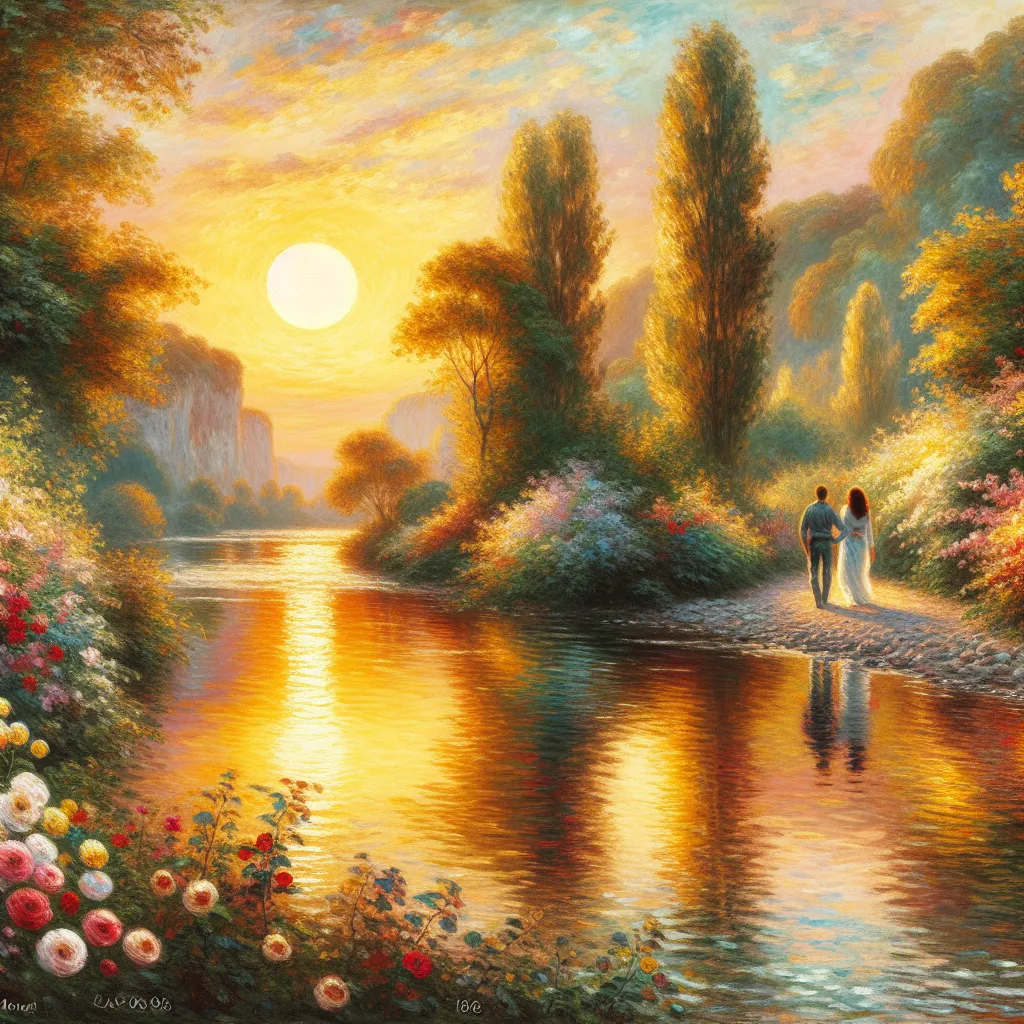 Warmth, Intimacy, Desire, Sensation, Trust in the style of Monet