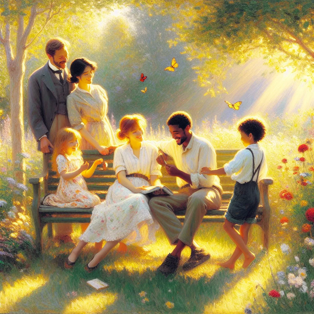 Family, Details, Intimacy, Connection, Embarrassment in the style of Monet