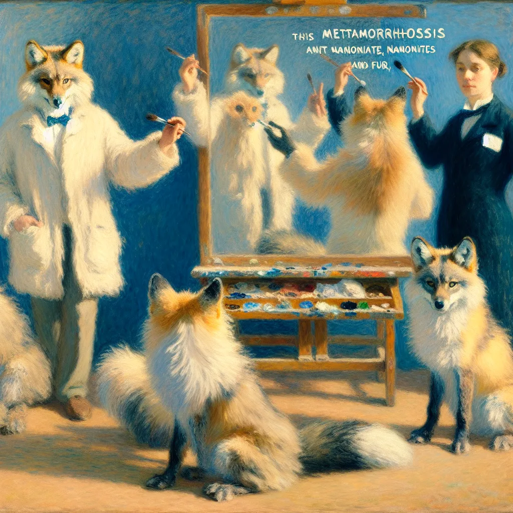 Transformation, Nanonanites, Genetic engineering, Fursona, Metamorphosis in the style of Monet