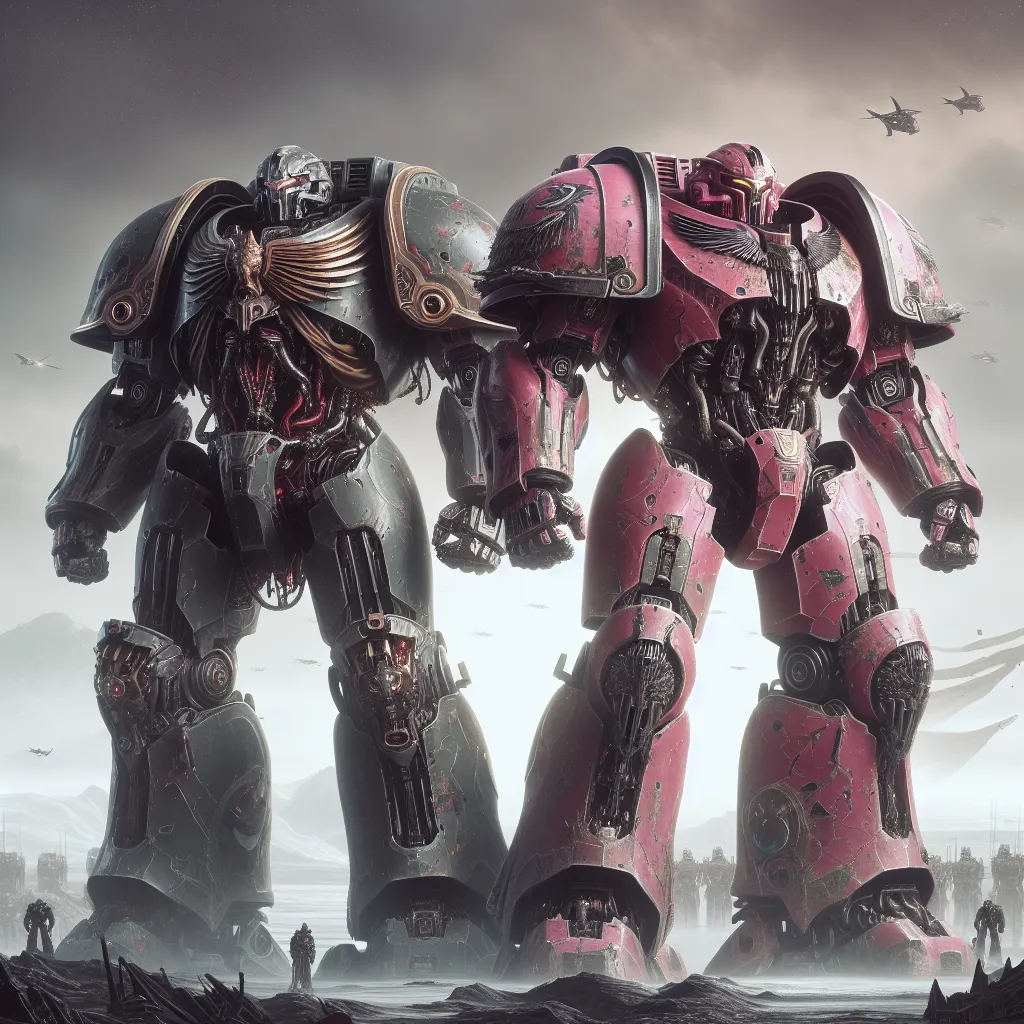 The image accompanying this story depicts two towering Cybertron warriors, Dynamo (formerly Charlie Morningstar) and Torpedo Blast (formerly Alastor the Radio Demon), standing amidst a war-torn, futuristic landscape. Their once-human forms have transformed into majestic metal beings, adorned in vibrant armor. Dynamo, with pink-and-gray armor, holds the symbol of the Autobots, while Torpedo Blast, in red-and-black armor, still bears the emblem of the Decepticons. Their expressions convey a mix of